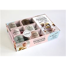 Coffret : Chantilly, guimauve et chocolat : 6 mini mugs en céramique aux jolies couleurs pastel + 1 livre de 20 recettes de mini mug cakes