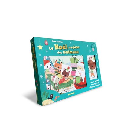 Le Noël magique des animaux : Mon coffret : Avec un recueil et des figurines phosphorescentes