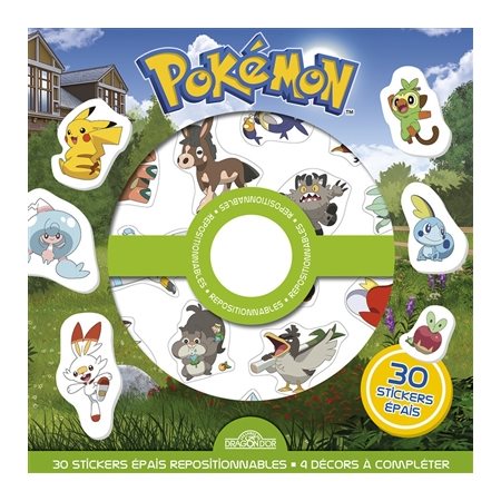 Pokémon : 30 stickers épais repositionnables + 4 décors à compléter