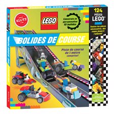 LEGO Bolides de course : 1 livre d'instructions et d'inspiration de 64 pages, 124 pièces LEGO, 1 feuille d'éléments en papier construction, 1 piste de course d'environ 1 mètre de long !