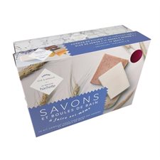 Coffret savons et boules de bains à faire soi-même : Le kit complet pour fabriquer ses savons et bombes de bain : 1 livre + 3 moules à savon et à bombe de bain + 1 bol mélangeur et sa spatule en bamb