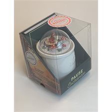 Mug forêt enchantée : Coffret avec mug en faïence de 300 ml; son couvercle-dôme en acrylique; 1 décor champêtre + 1 petit carnet à penser