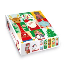 Mon coffret cubes de Noël : 9 cubes cartonnés avec 6 combinaisons possibles pour faire des puzzles + 1 livre joliment illustré pour colorier