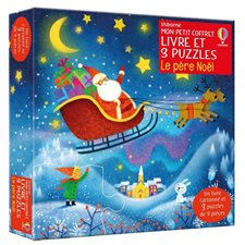 Le Père Noël : 3 puzzles de 17X17 cm avec 9 pièces + 1 livre sur le père noël