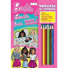Barbie : Trousse de coloriage : Contient 1 bloc à colorier, 6 crayons à colorier, 1 feuille d'autoco