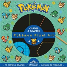 Pokémon : Cartes à gratter pixel art : Pikachu, Bulbizarre, Salamèche, Carapuce : Vert