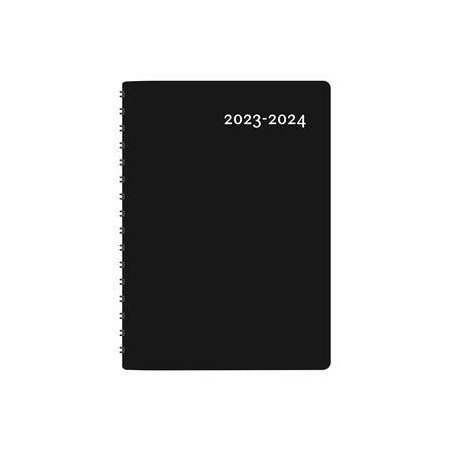 Agenda 2023-24 : Buro noir annuel : 1 jour  /  1 page : D'août 2023 à juillet 2024 : Couverture souple et anneaux