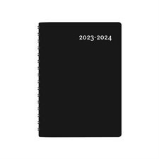 Agenda 2023-24 : Buro noir annuel : 1 jour  /  1 page : D'août 2023 à juillet 2024 : Couverture souple et anneaux