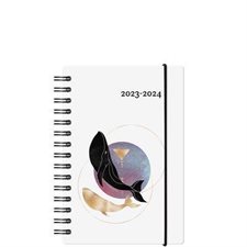 Agenda 2023-24 : Baro baleines annuel : 1 jour  /  1 page : D'août 2023 à juillet 2024 : Couverture rigide avec anneaux