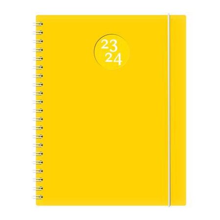 Agenda 2023-24 : Kibo jaune annuel : 1 semaine  /  2 pages : D'août 2023 à juillet 2024 : Couverture rigide et anneaux