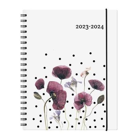 Agenda 2023-24 : Garbo floral annuel : 1 semaine  /  2 pages : D'août 2023 à juillet 2024 : Couverture rigide et anneaux