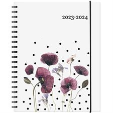 Agenda 2023-24 : Garbo floral annuel : 1 semaine  /  2 pages : D'août 2023 à juillet 2024 : Couverture rigide et anneaux