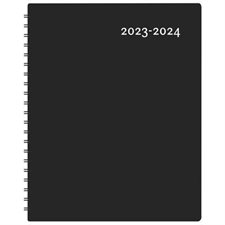 Agenda 2023-24 : Maxi noir annuel : 1 semaine  /  2 pages : D'août 2023 à juillet 2024 : Couverture souple et anneaux