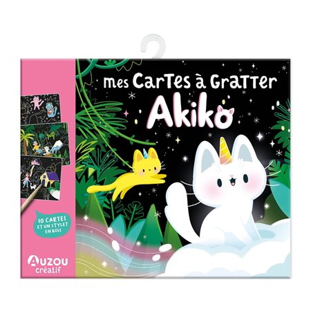 Akiko : Mes cartes à gratter : 3 ans et + : 10 cartes à gratter + 1 stylet en bois inclus !