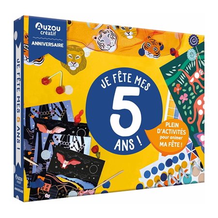 Mon coffret d'anniversaire : Je fête mes 5 ans ! : 8 jolies girlandes en papier à monter, 8 cartes à gratter et 8 stylets, 1 poster géant collaboratif et + de 150 gommettes !