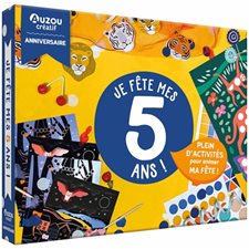 Mon coffret d'anniversaire : Je fête mes 5 ans ! : 8 jolies girlandes en papier à monter, 8 cartes à gratter et 8 stylets, 1 poster géant collaboratif et + de 150 gommettes !