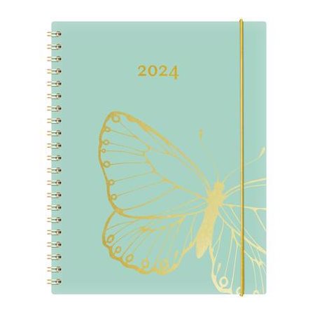 Agenda Kibo Or Vert Papillon Annuel 2024