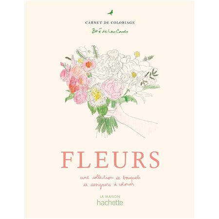 Fleurs : une collection de bouquets de designers à colorier : carnet de coloriage