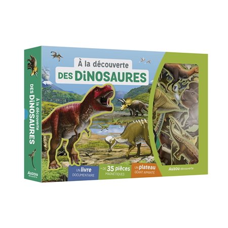 A la découverte des dinosaures : A la découverte de : 1 livre documentaire + 35 pièces magnétiques + 1 plateau géant aimanté