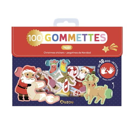 Noël : 100 gommettes : Petites mains : 18 mois et + : Christmas stickers : Small hands : Pegatinas de Navidad : Manos pequenas