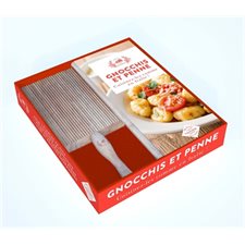 Coffret : Gnocchis et penne : Cuisinez-les comme en Italie ! : 1 planche en bois pour façonner les gnocchis + 1 bâton pour former les penne + 1 livre de recettes gourmandes