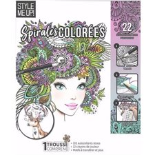 Coffret : Spirales colorées : Style me up ! : 102 autocollants strass; 12 crayons de couleur & motifs à transférer et plus : 8 ans et plus