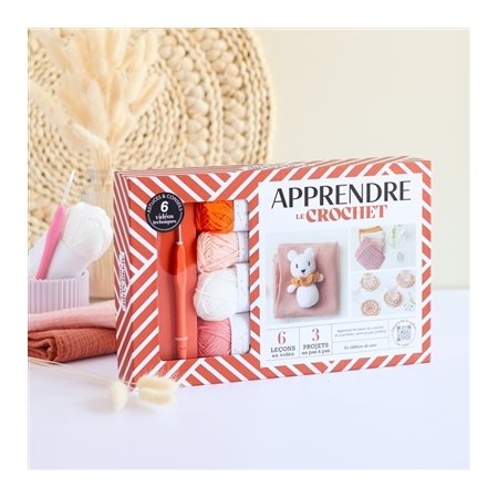 Coffret : Apprendre le crochet : Apprenez les bases du crochet et crochetez votre projet préféré : 6 leçons en vidéo, 3 projets en pas à pas