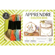 Coffret : Apprendre la broderie : Apprenez les bases de la broderie et brodez votre projet préféré : 4 leçons en vidéo, 3 projets en pas à pas