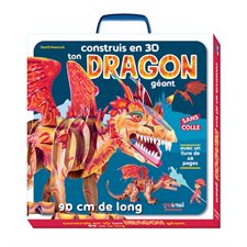 Construis en 3D ton dragon géant : Les instructions et le matériel nécessaires pour assembler une maquette de dragon. Le livre fourni donne également des informations sur cet animal fantastique
