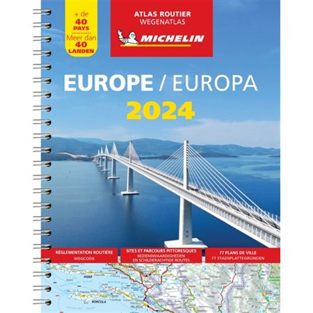 Europe 2024 : Atlas routier : + de 40 pays : Europa 2024 : Wegenatlas : Meer dan 40 Landen