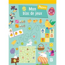 Pâques : Mon bloc de jeux : 4+ : Des labyrinthes, des coloriages codés, des jeux de différences, des points à relier et d'autres jeux sur le thème de Pâques