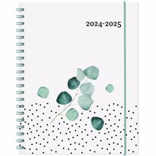 Agenda 2024-2025 : Garbo-E Eucalyptus : Avec anneaux : 1 semaine  /  2 pages : De août 2024 à juillet 2025
