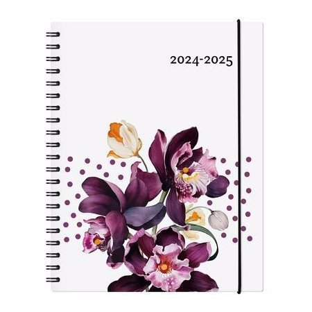 Agenda 2024-2025 : Garbo-E Floral : Avec anneaux : 1 semaine  /  2 pages : De août 2024 à juillet 2025
