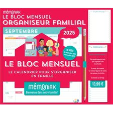 Le bloc mensuel organiseur familial 2025 : 16 mois, de septembre 2024 à décembre 2025 : Le Mémoniak