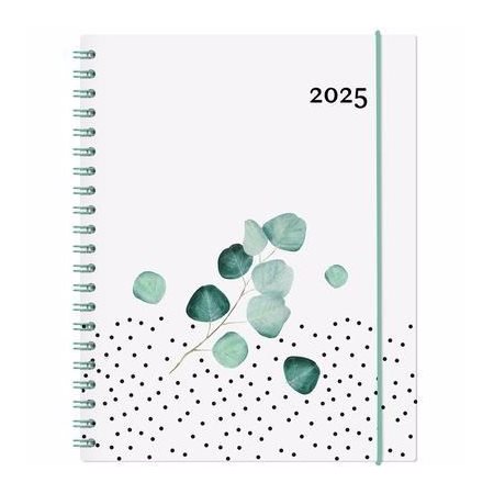 Agenda Garbo Eucalyptus Annuel 2025 : Agendas annuels 2025 : De janvier à décembre 2025 : 1 semaine  /  2 pages