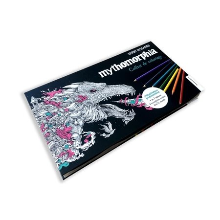 Coffret de Coloriage Mythomorphia : 1 album de coloriage 20 crayons de couleur 1 taille-crayon