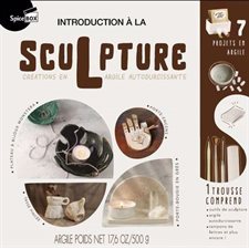 Introduction à la sculpture : Coffret : Argile autodurcissante 500g; ensemble de tampons de lettres personnalisables; racleur en acier; outil de sculpture en métal à pointe; éponge de modelage, etc.