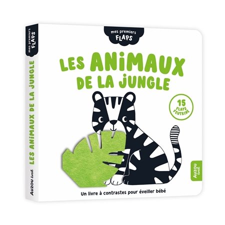 Les animaux de la jungle : Un livre à contrastes pour éveiller bébé : Mes premiers flaps : Livre cartonné