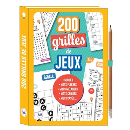 200 grilles de jeux : Sudokus, mots fléchés, mots mélangés, mots croisés, mots casés ... : Mon livre nomade