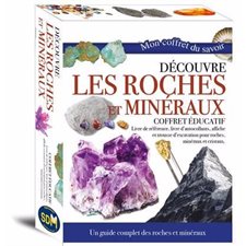 Coffret : Découvre les roches et minéraux : Contient livre de référence, livre d'autocollants, affiche et trousse d'excavation pour roches, minéraux et cristaux