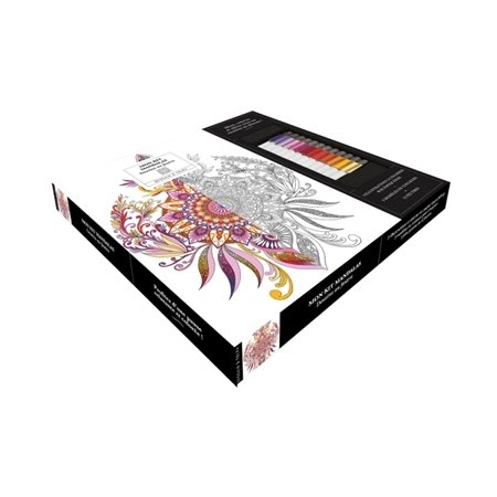 Coffret : Mon kit Mandalas : 3 modèles en couleurs + 12 feutres + 3 planches à colorier