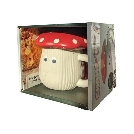 Coffret : Champi'mug : Comprend 1 mug champignon et son couvercle en céramique + 1 livre de 10 recettes de goûters automne / hiver