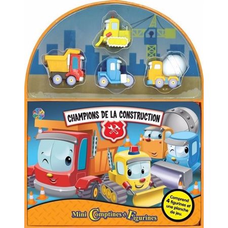 Champions de la construction : 3 ans et + : Mini comptine et figurines : Comprend 1 livre illustré, 4 figurines et 1 planche de jeu
