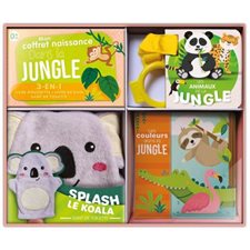 Dans la jungle  : Mon coffret naissance : Gant de toilette + 2 livres d'éveil : Livre de bain