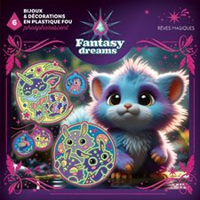 Rêves magiques : Bijoux et décoration en plastique fou phosphorescent : Fantasy dreams : 3 plances de pastique fou phosphorescent; 1 fil rose; 3 carrés de pâte adhésive