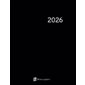 Agenda hebdomadaire 2026 : Noir : De janvier à décembre 2026 : 1 semaine  /  2 pages