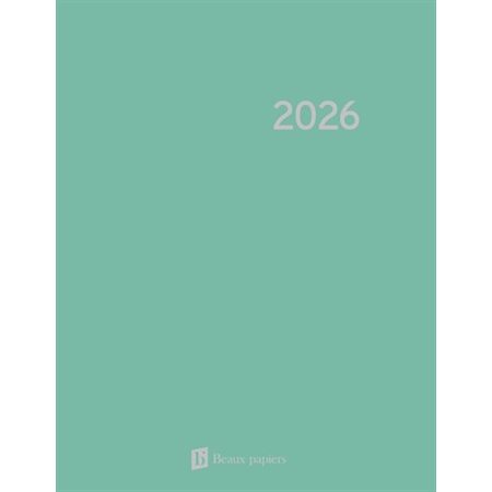 Agenda hebdomadaire 2026 : Turquoise : De janvier à décembre 2026 : 1 semaine  /  2 pages