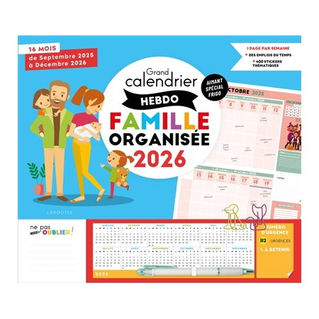 Grand calendrier hebdo Famille organisée 2026