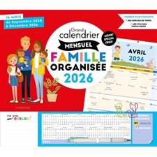 Grand calendrier mensuel Famille organisée 2026 : De septembre 2025 à décembre 2026