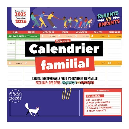 Calendrier familial mensuel : L'outil indispensable pour s'organiser en famille : Septembre 2025-décembre 2026